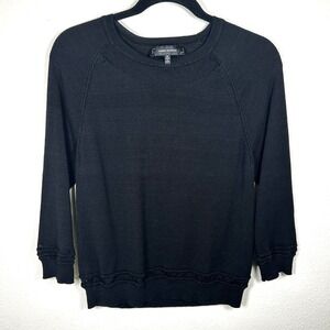 Robert Rodriguez "April" Black Knit Pullover Sweater Ruffled‎ Trim Size M EUC